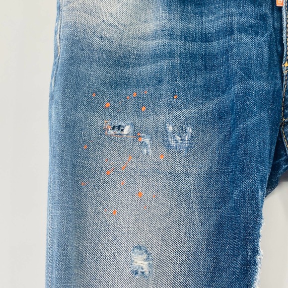 Dsquared2 Paint Splatter Skinny Jeans Size 40 Size 4 Medium Wash Rigid Denim - Picture 12 of 16